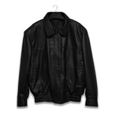 Schwarze Vintage-Lederjacke für Damen im 90er-Jahre-Stil